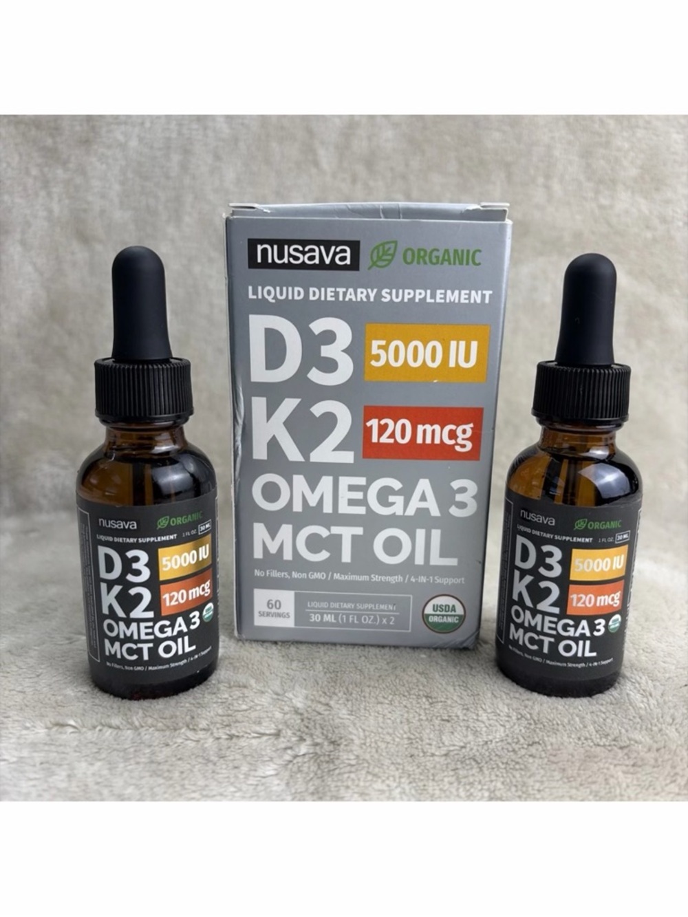 Nusava Vitamin D3 K2 Drops  Exp: 06/2026 New Sealed! 2 Bottles - Organic